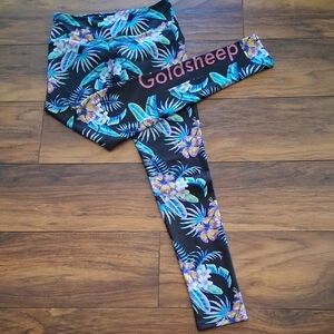 Goldsheep Tropical Print Leggings with Blue, Purple & Teal Print